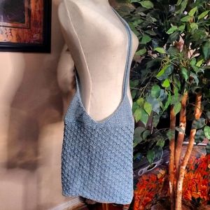 Blue Knit Crossbody Purse